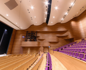 Image showing FG Board installation at the Convention Hall of a Culture Centre in Japan, highlighting its smooth finish and architectural design.