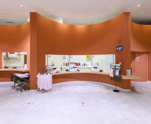 Image shows Interior view of Ikeda Town Castle showing FG Boards used on walls and ceilings, providing a sleek and refined finish.